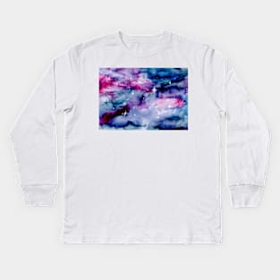 Galaxy starry sky pink purple blue Kids Long Sleeve T-Shirt